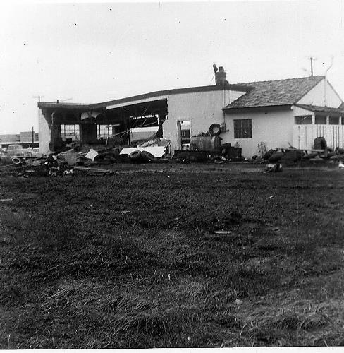 Tornado damage at Jerry's Mileage Station - May 6, 1965