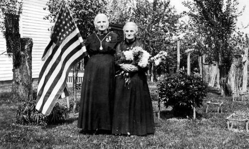 Mary (Cordell) Mergens on right and her sister - circa unknown